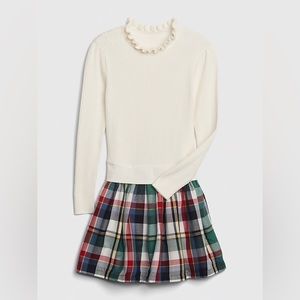 GAP classic holiday dress * sweater top + flannel plaid skirt * Size L(10) NWOT